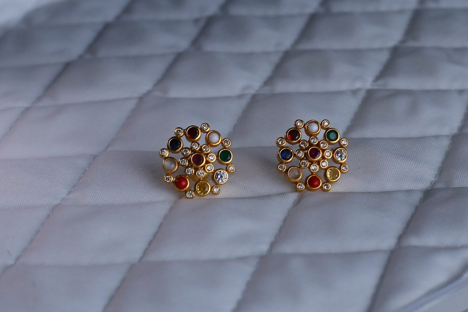 Silver Navaratna Earrings - M091