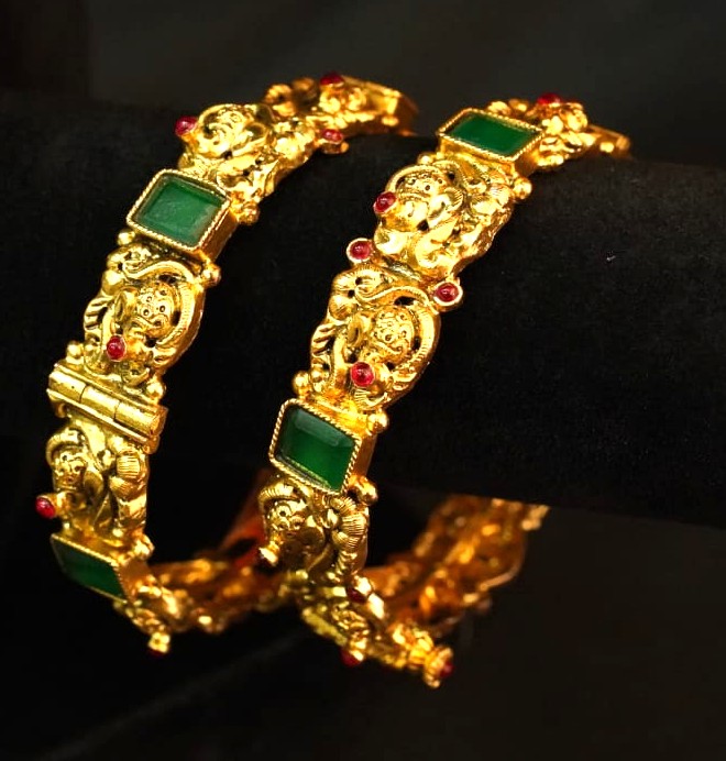 92.5 Silver Traditional Gold-Plated Bangles -M0299