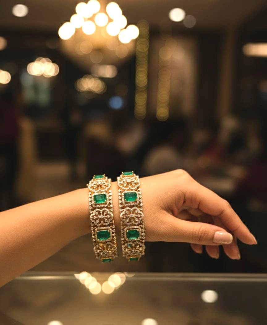 92.5 Silver Diamond Bangles -M0380