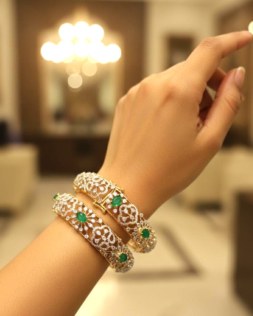 92.5 Silver Diamond Bangles -M0382